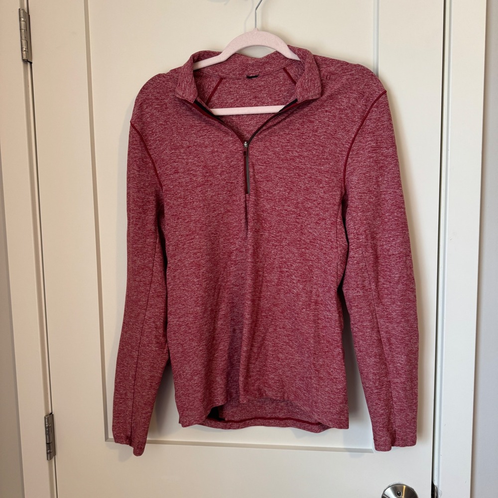 Lululemon Mens Metal Vent Tech 1/2 Zip 2.0 Pullover Red Heathered Small